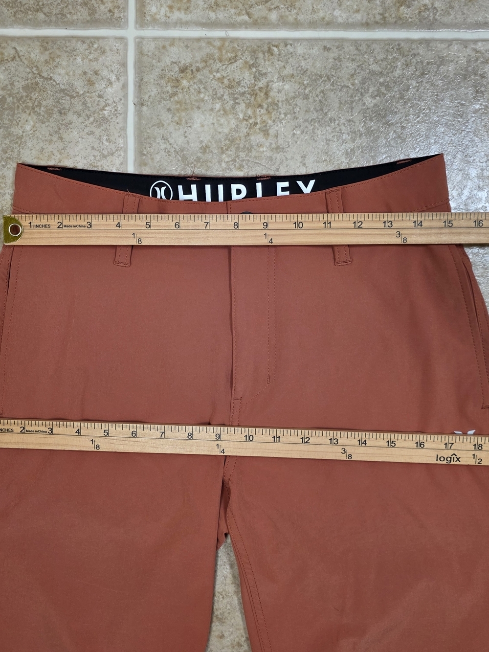 Hurley Hybrid Shorts Mens 30 Rust Orange Stretch Golf Casual 9” Inseam - Picture 8 of 9